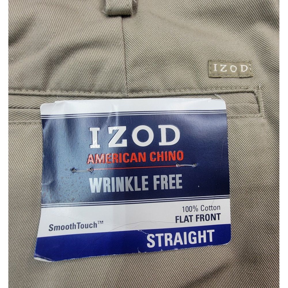 NWT--IZOD American Chino Pants Mens 34X32 Beige Regular Fit Straight Leg New